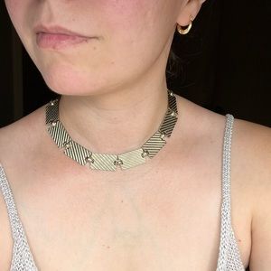 Vintage Sperry Necklace Choker Brass Gold & Silver Tone Chunky Bar Chain Link